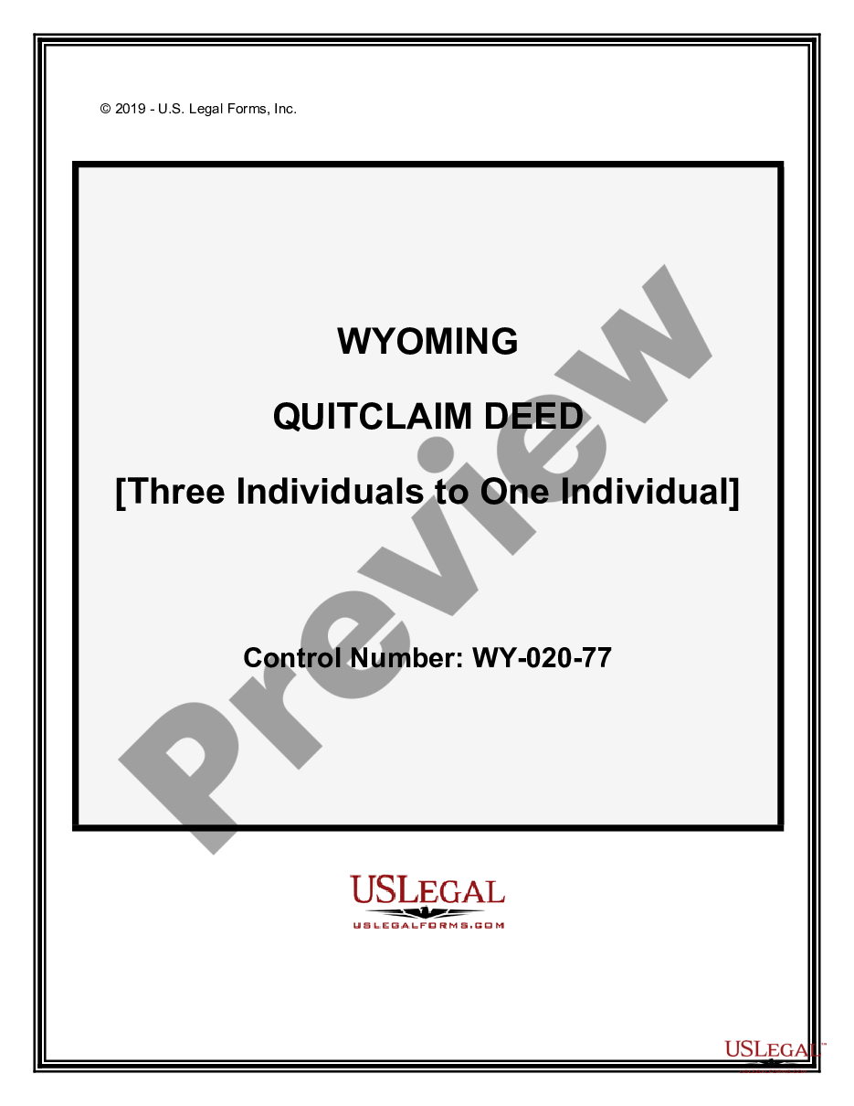 page 0 Quitclaim Deed - Three Individuals to One Individual preview