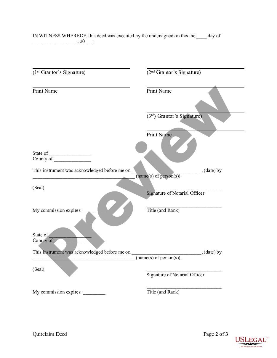 page 3 Quitclaim Deed - Three Individuals to One Individual preview