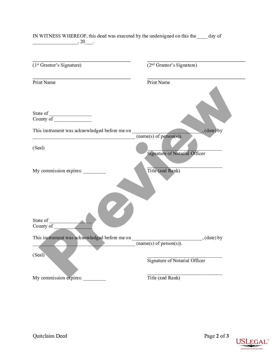 page 3 Quitclaim Deed - Two Individuals or Husband and Wife to Limited Partnership preview