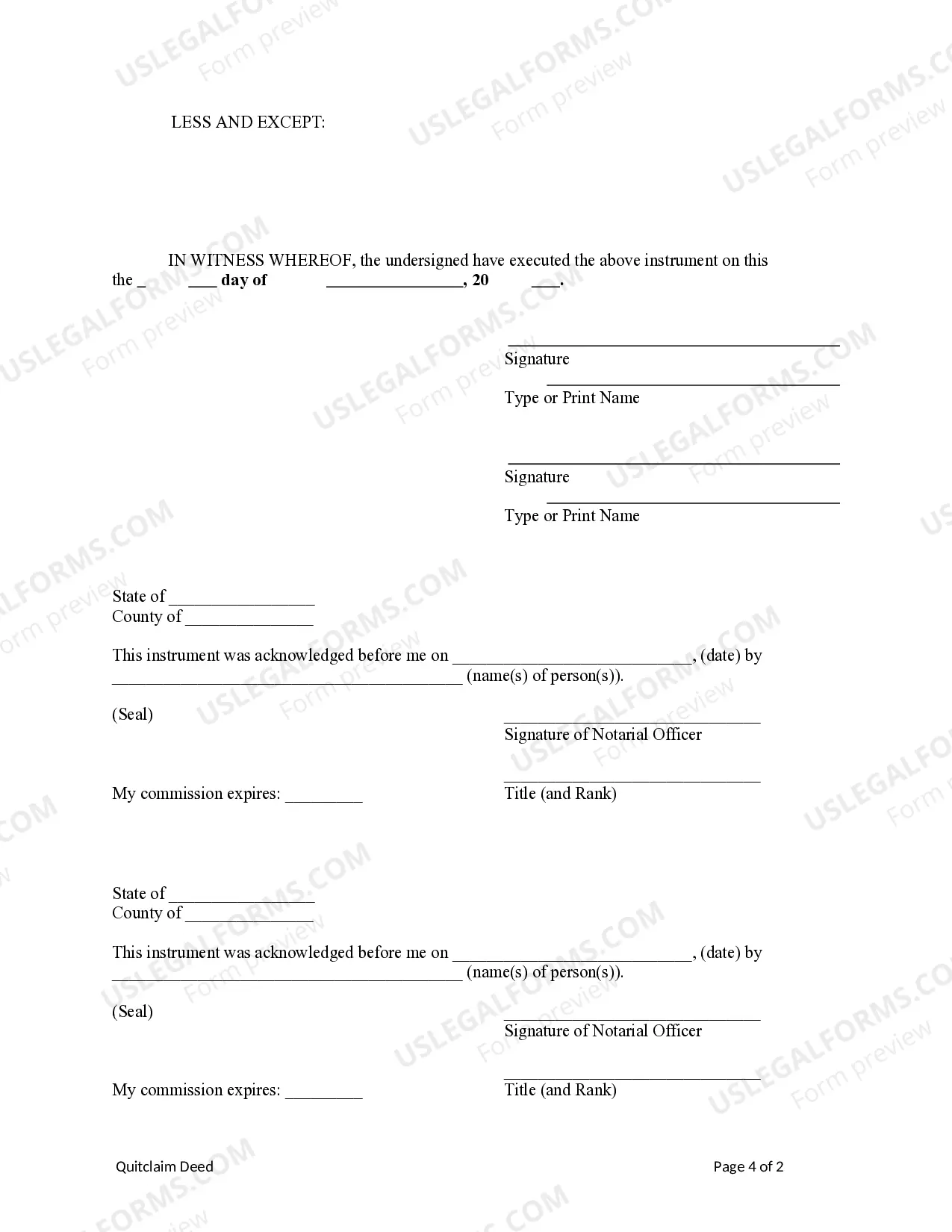 Preview Quitclaim Deed from Husband and Wife to a Trust