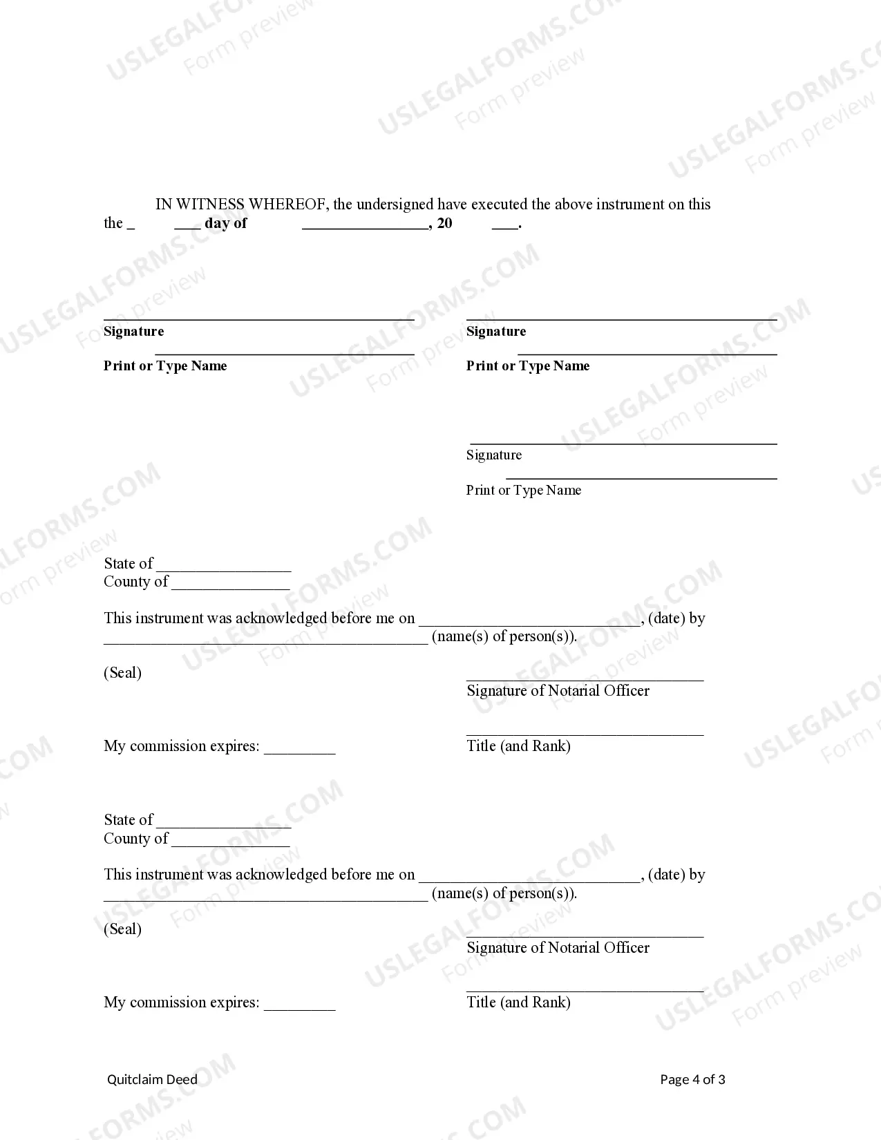 Preview Quitclaim Deed from Three (3) Individuals to an LLC