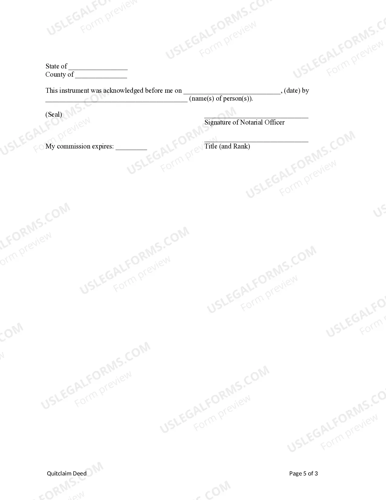 Preview Quitclaim Deed from Three (3) Individuals to an LLC