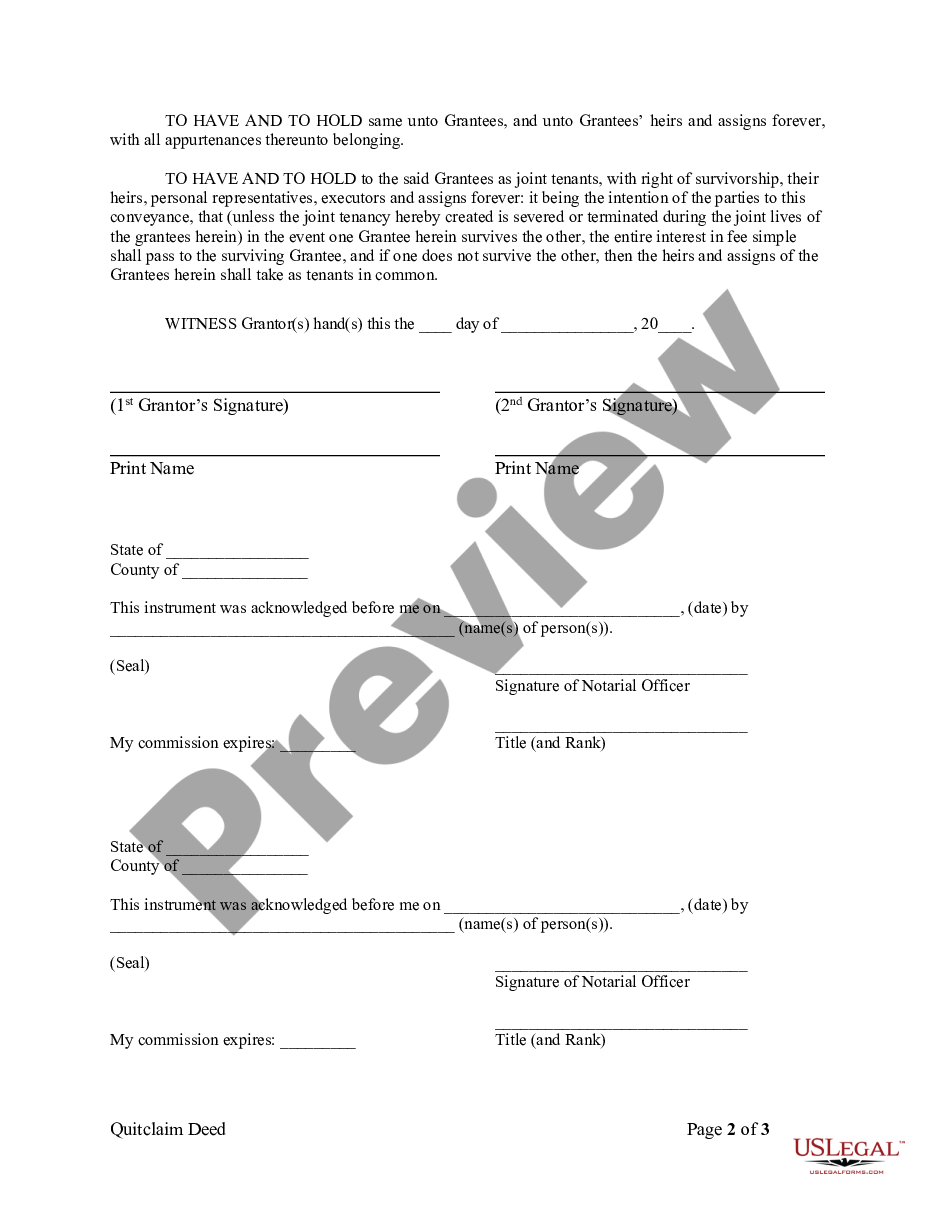 page 1 Quitclaim Deed by Two Individuals to Husband and Wife preview