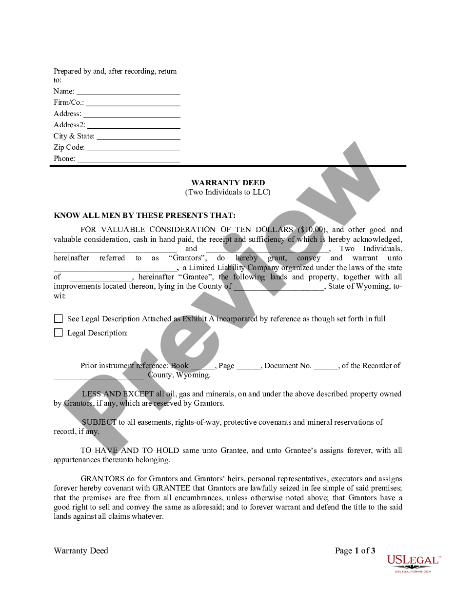 page 0 Warranty Deed from two Individuals to LLC preview