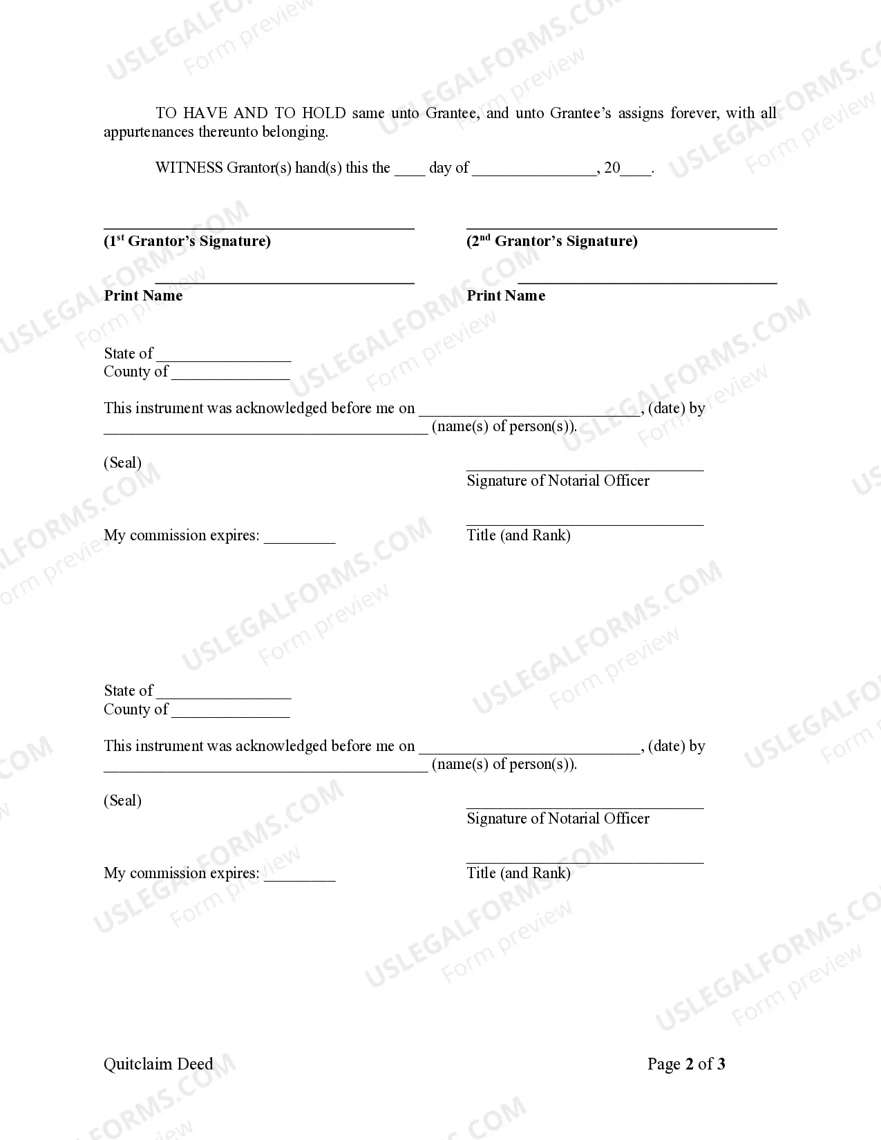 Preview Quitclaim Deed by Two Individuals to Corporation