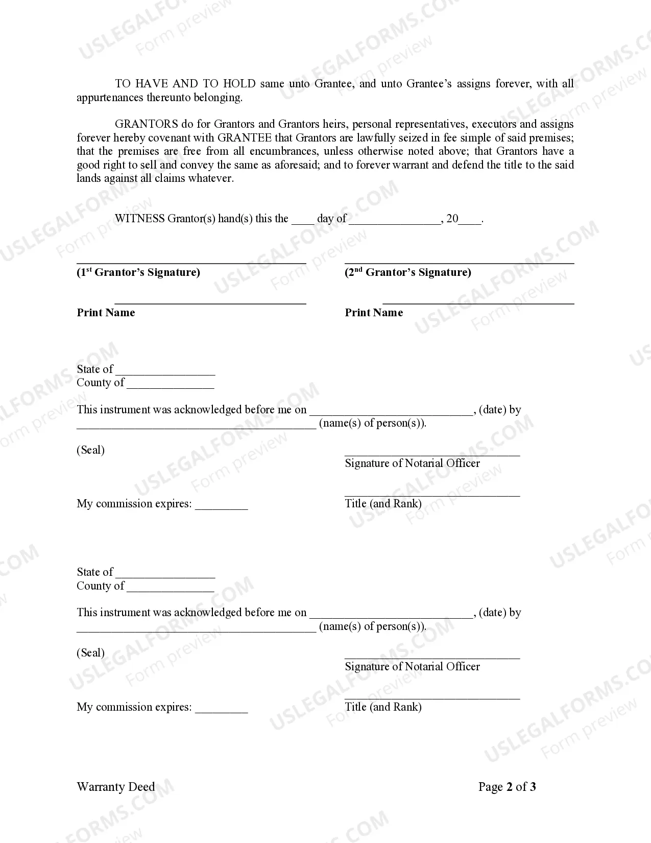 Preview Warranty Deed from two Individuals to Corporation