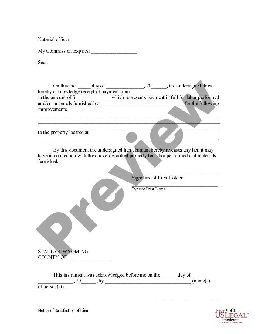 Preview Notice of Satisfaction - Individual