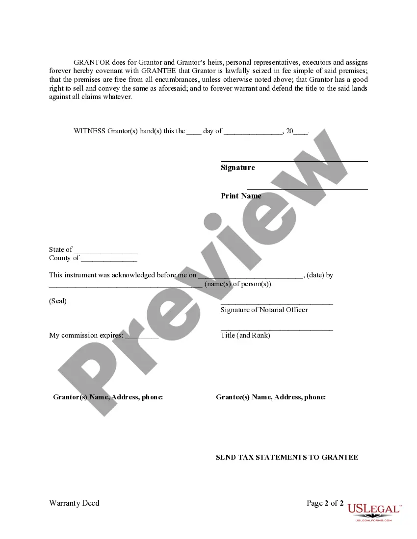 Preview Warranty Deed from Individual to Corporation