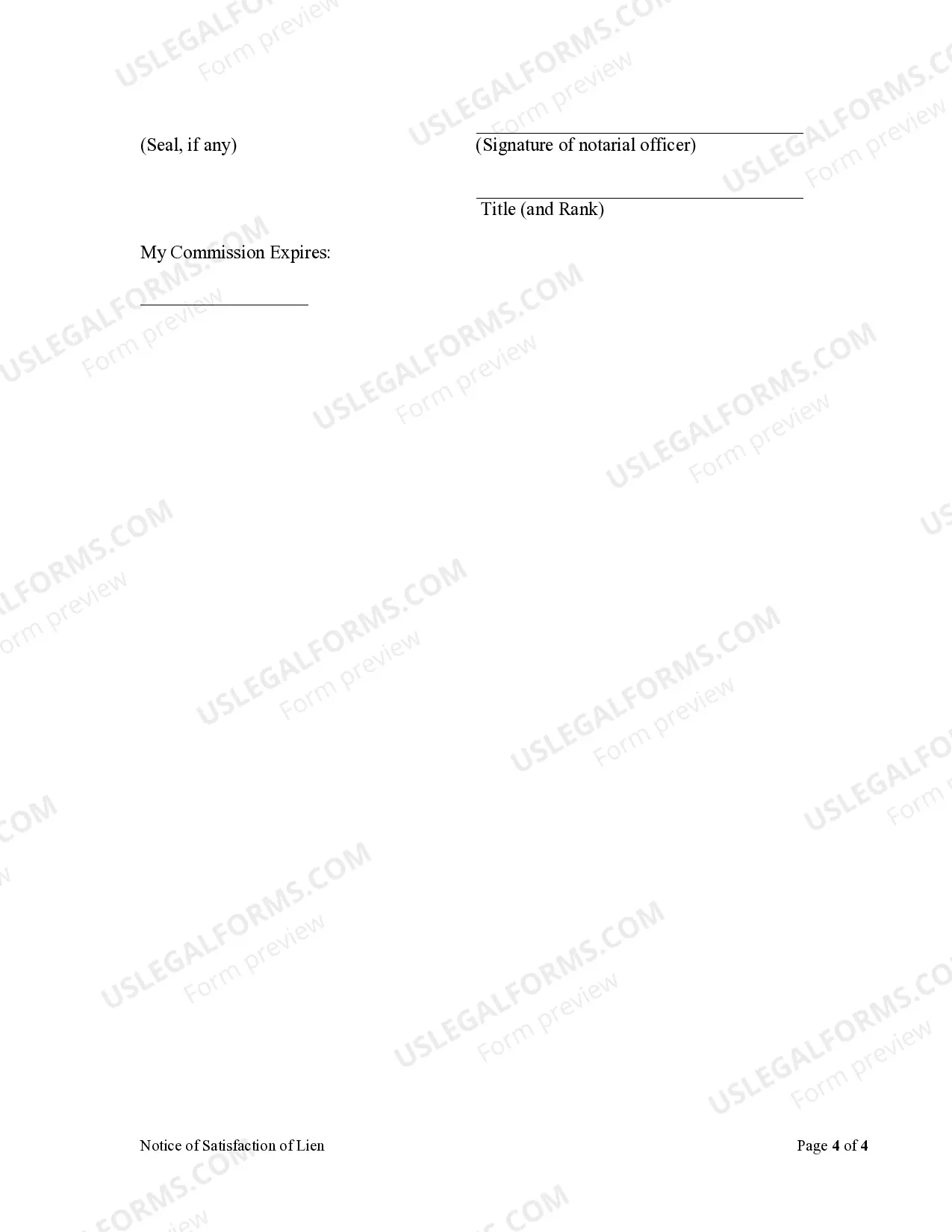 Preview Notice of Satisfaction - Corporation