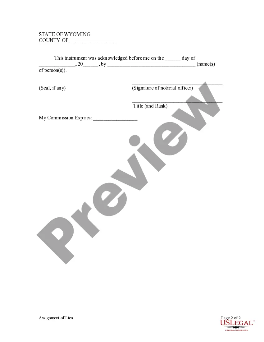 Preview Assignment of Claim of Lien - Individual
