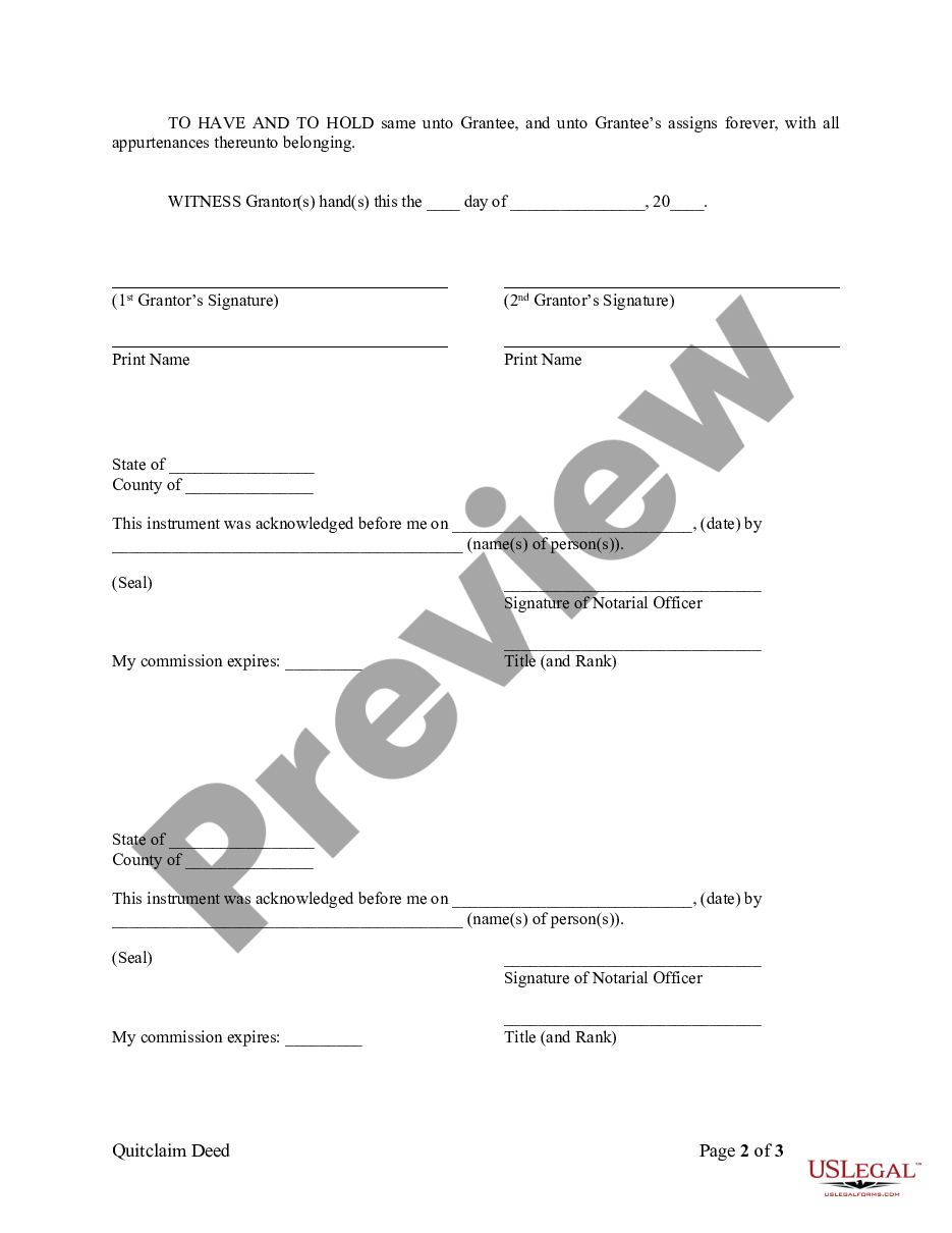 page 1 Quitclaim Deed from Husband and Wife to LLC preview