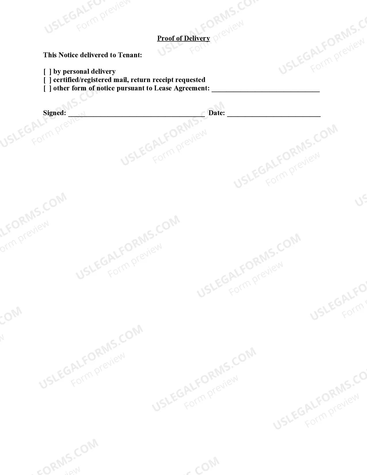 Preview Letter from Landlord to Tenant about time of intent to enter premises