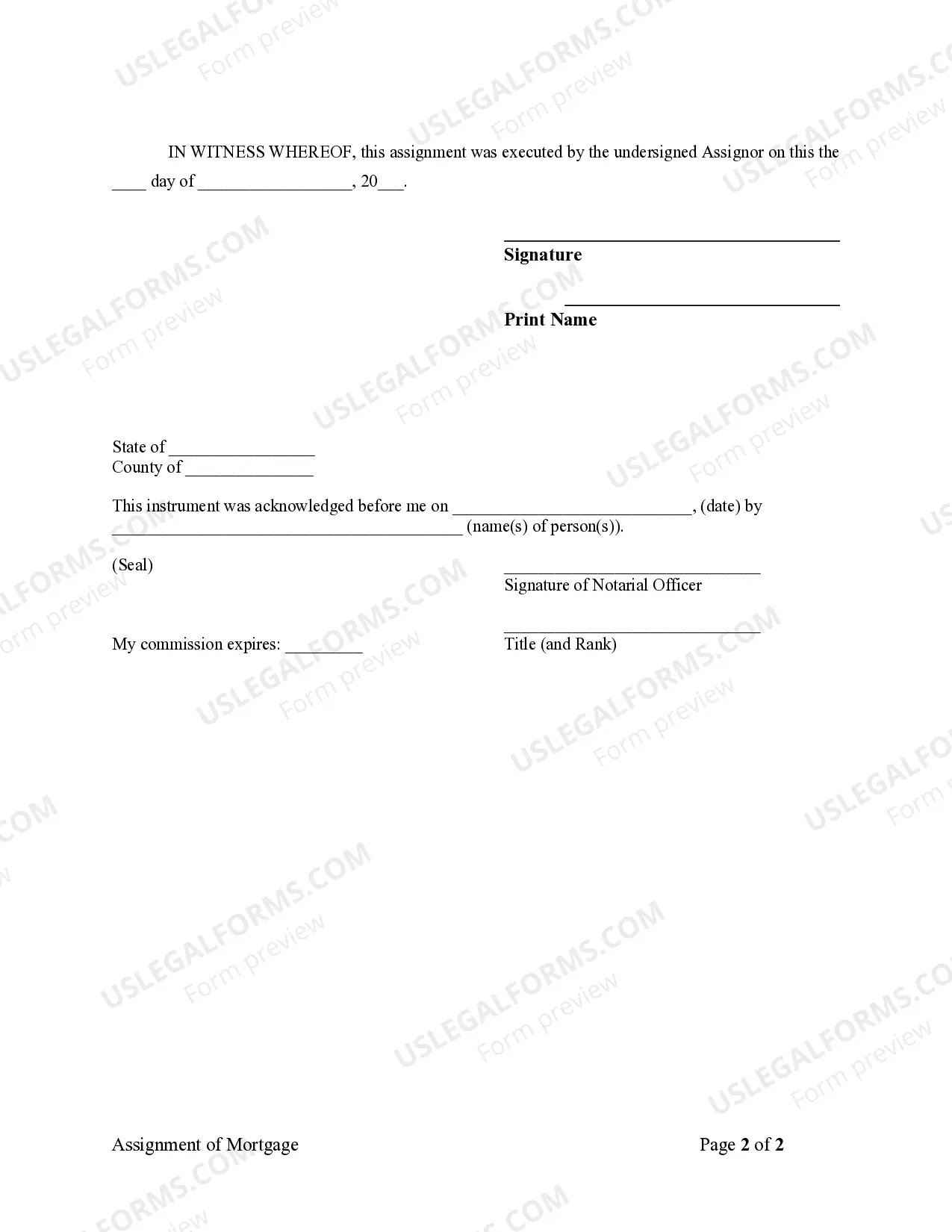 Preview Assignment of Mortgage by Individual Mortgage Holder