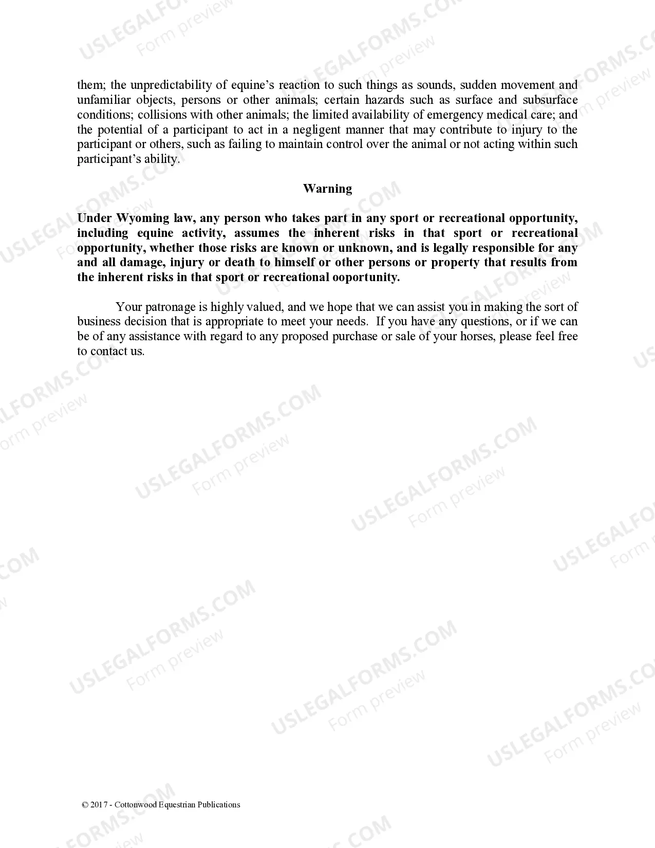 Preview Pre-Purchase Recommendations - Horse Equine Forms