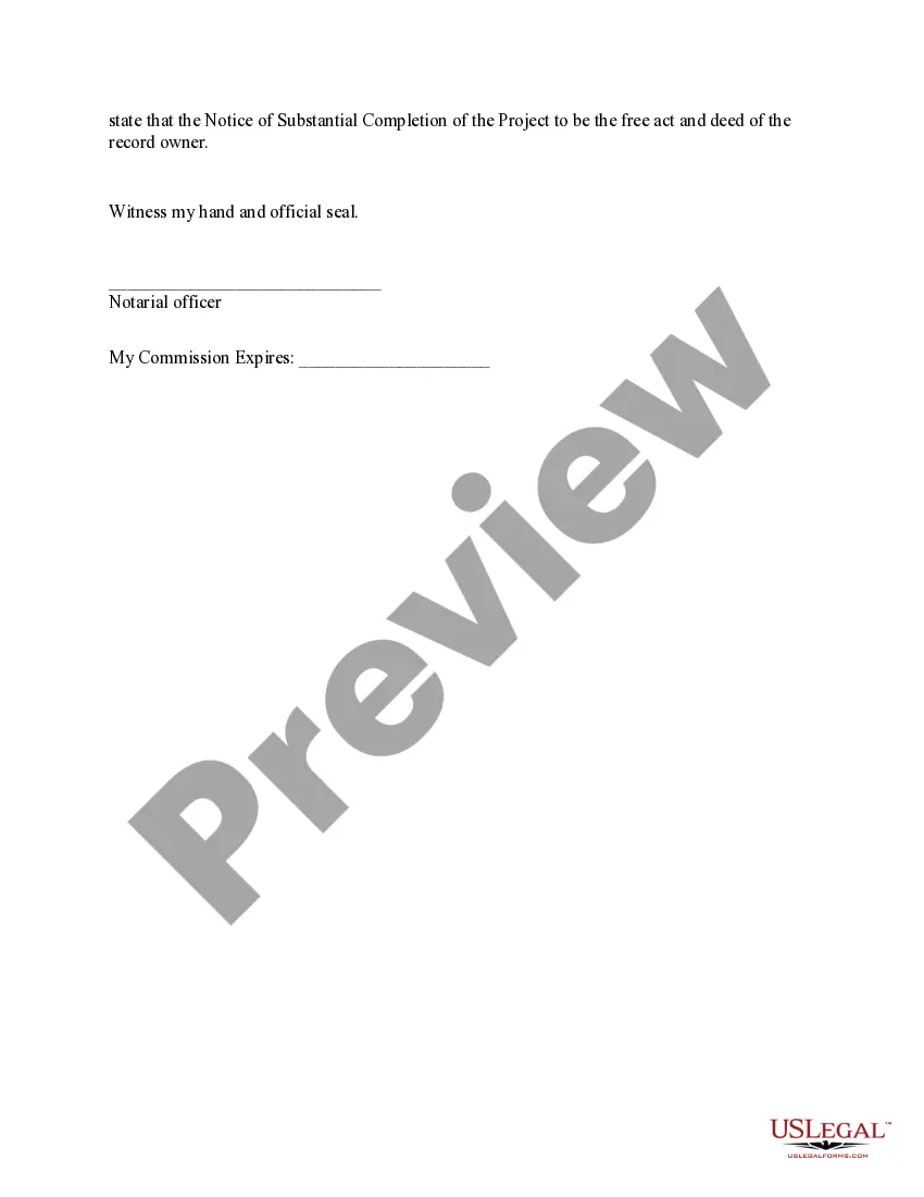 Preview Notice of Substantial Completion by Individual