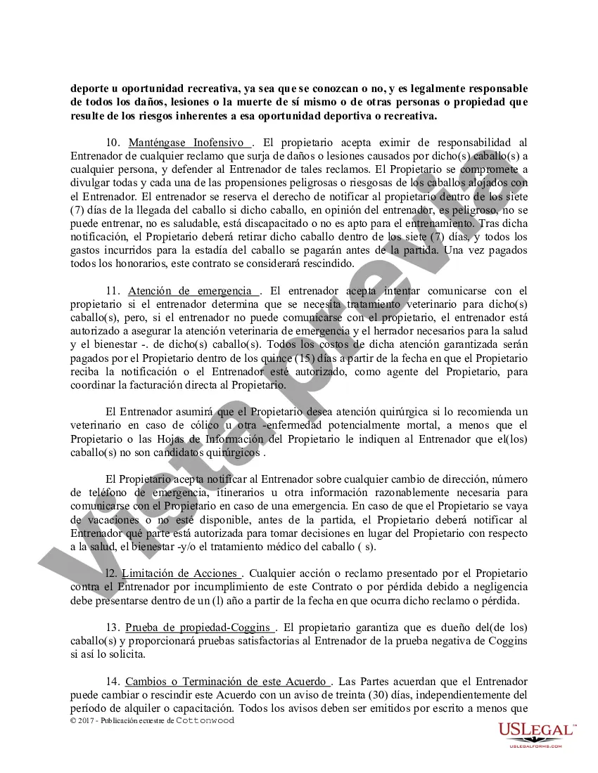 Preview Contrato de Entrenamiento - Caballo Equino Formas