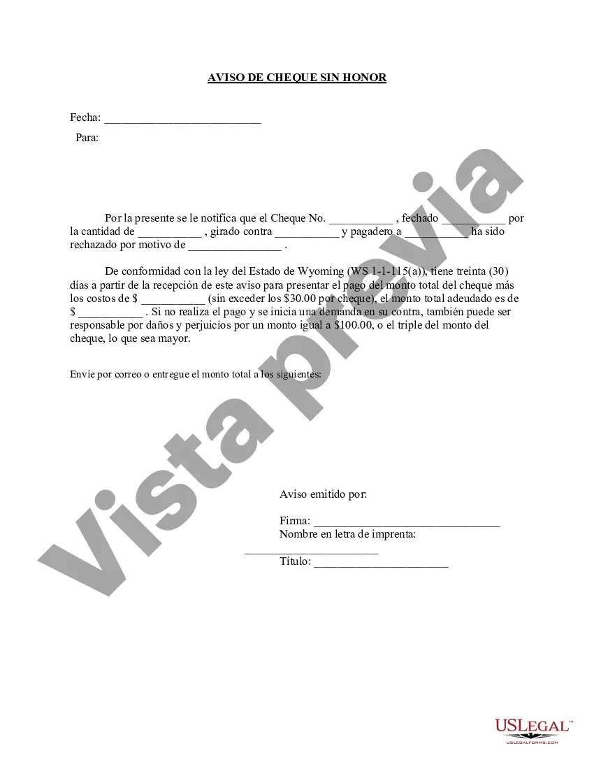Preview Aviso de cheque sin fondos - Civil - Palabras clave: cheque sin fondos, cheque sin fondos