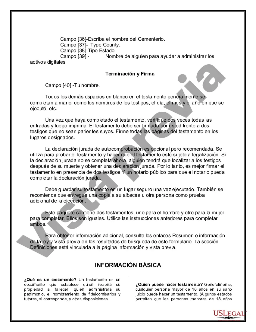 Preview Testamentos mutuos que contienen última voluntad y testamentos para personas solteras que viven juntas sin hijos