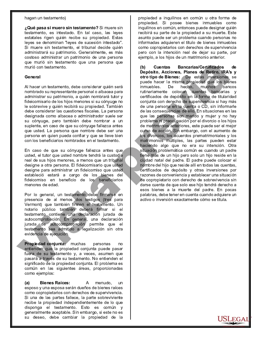 Preview Testamentos mutuos que contienen última voluntad y testamentos para personas solteras que viven juntas sin hijos