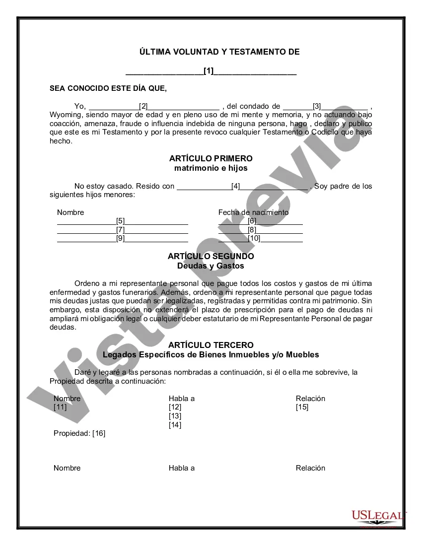 Preview Testamentos Mutuos o Últimas Voluntades y Testamentos para Personas Solteras que conviven con Hijos Menores