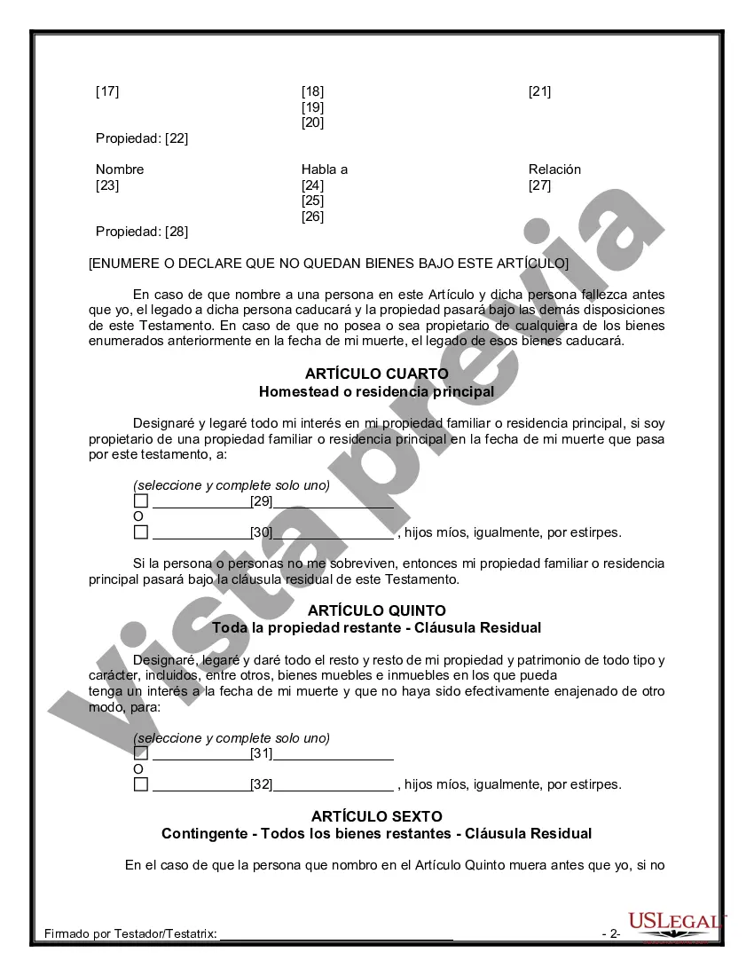 Preview Testamentos Mutuos o Últimas Voluntades y Testamentos para Personas Solteras que conviven con Hijos Menores