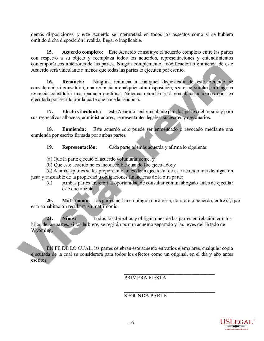 Preview Acuerdo de convivencia no marital de convivencia