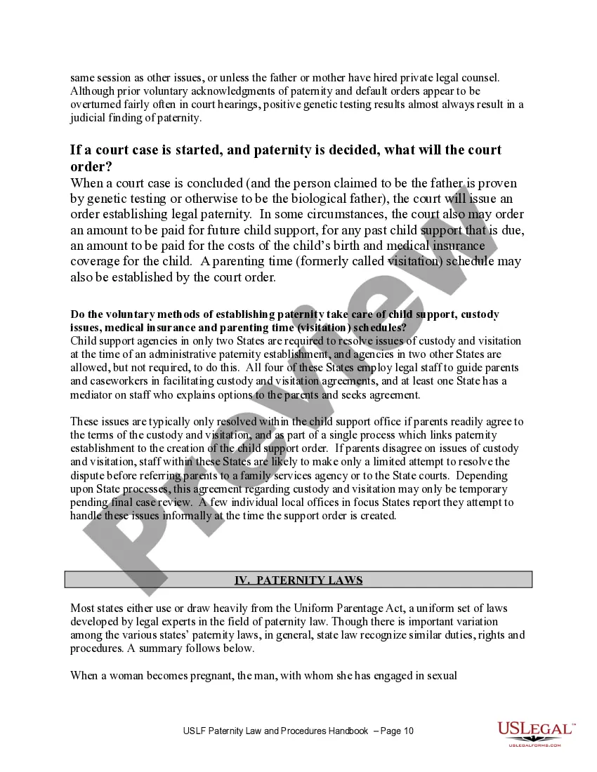 Preview Paternity Law and Procedure Handbook