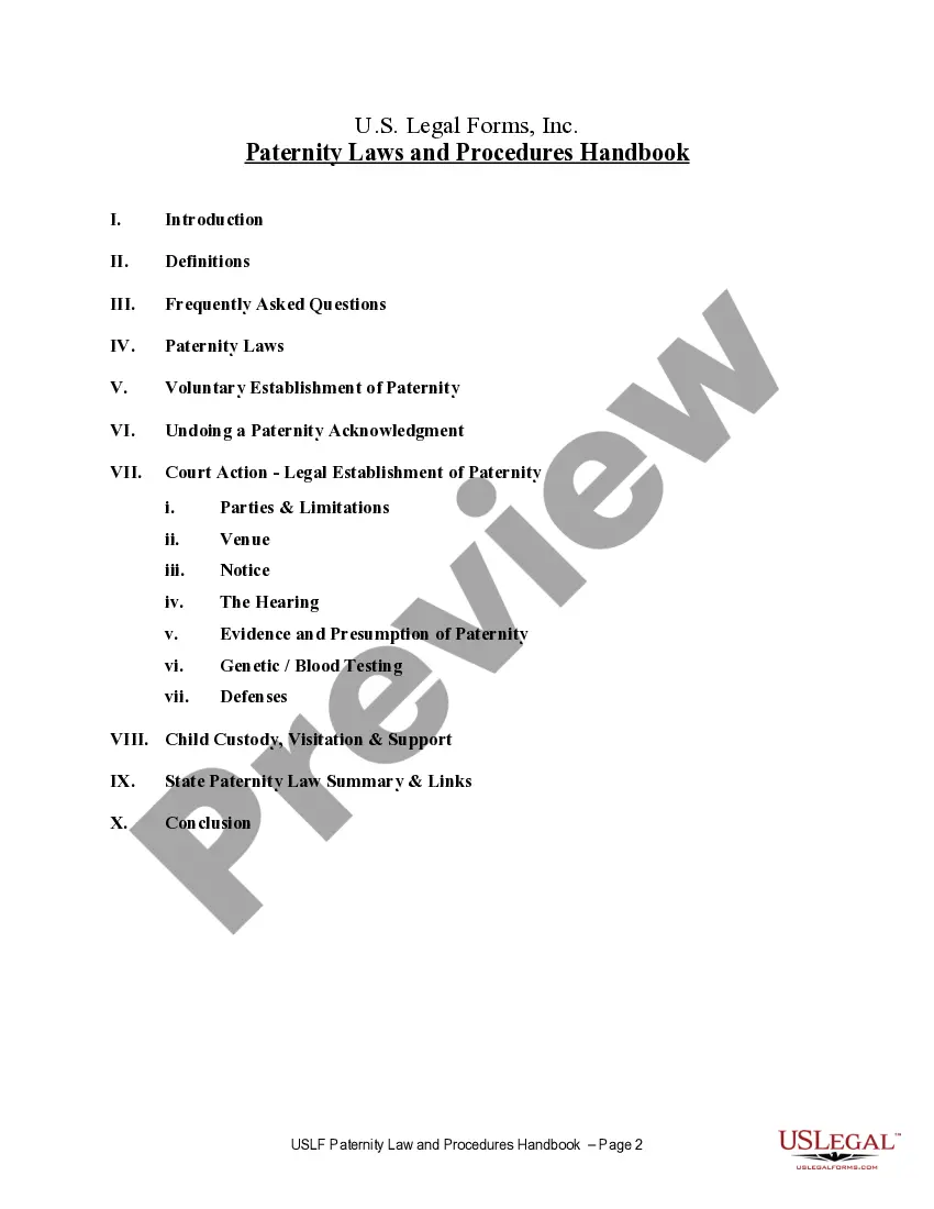 Preview Paternity Law and Procedure Handbook
