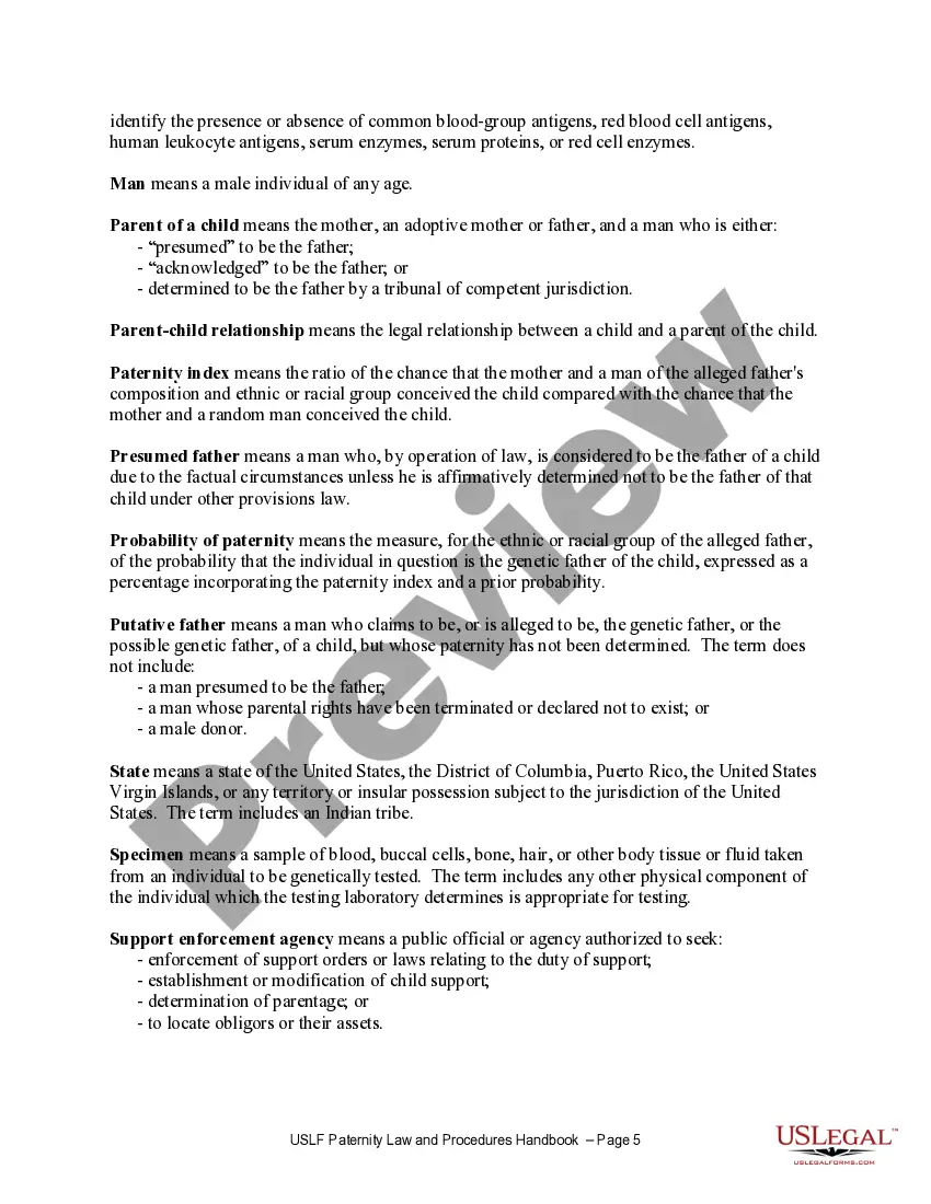 Preview Paternity Law and Procedure Handbook