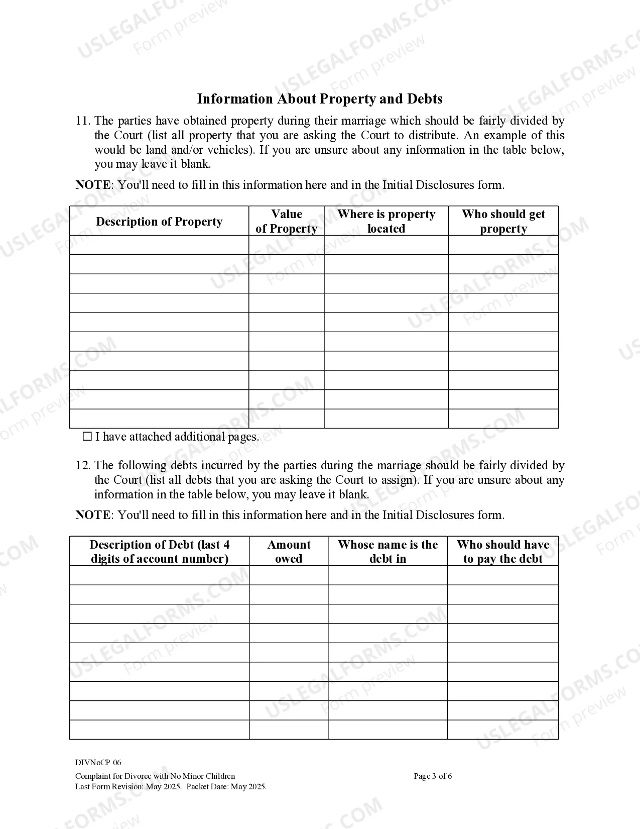 Preview Complaint for Divorce for People with Adult Children