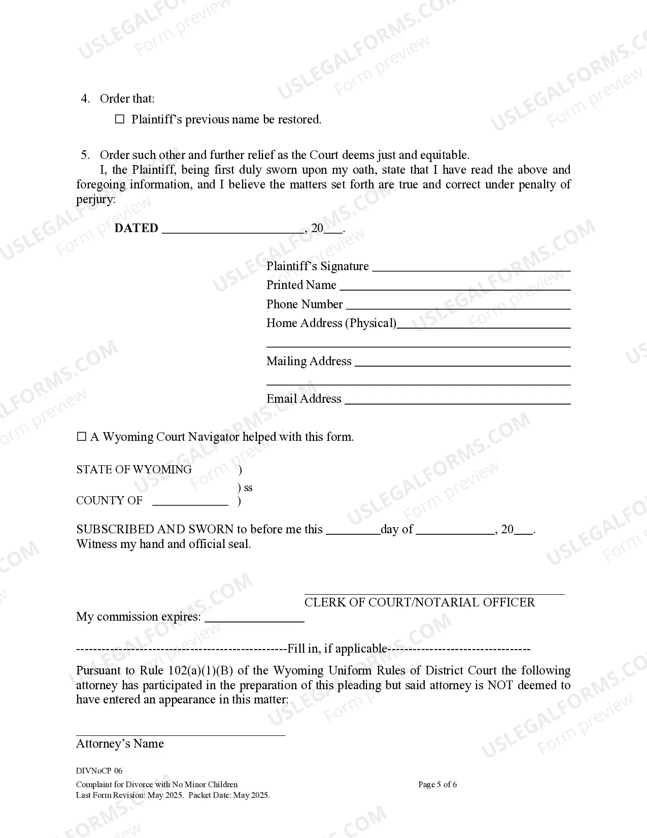 Preview Complaint for Divorce for People with Adult Children