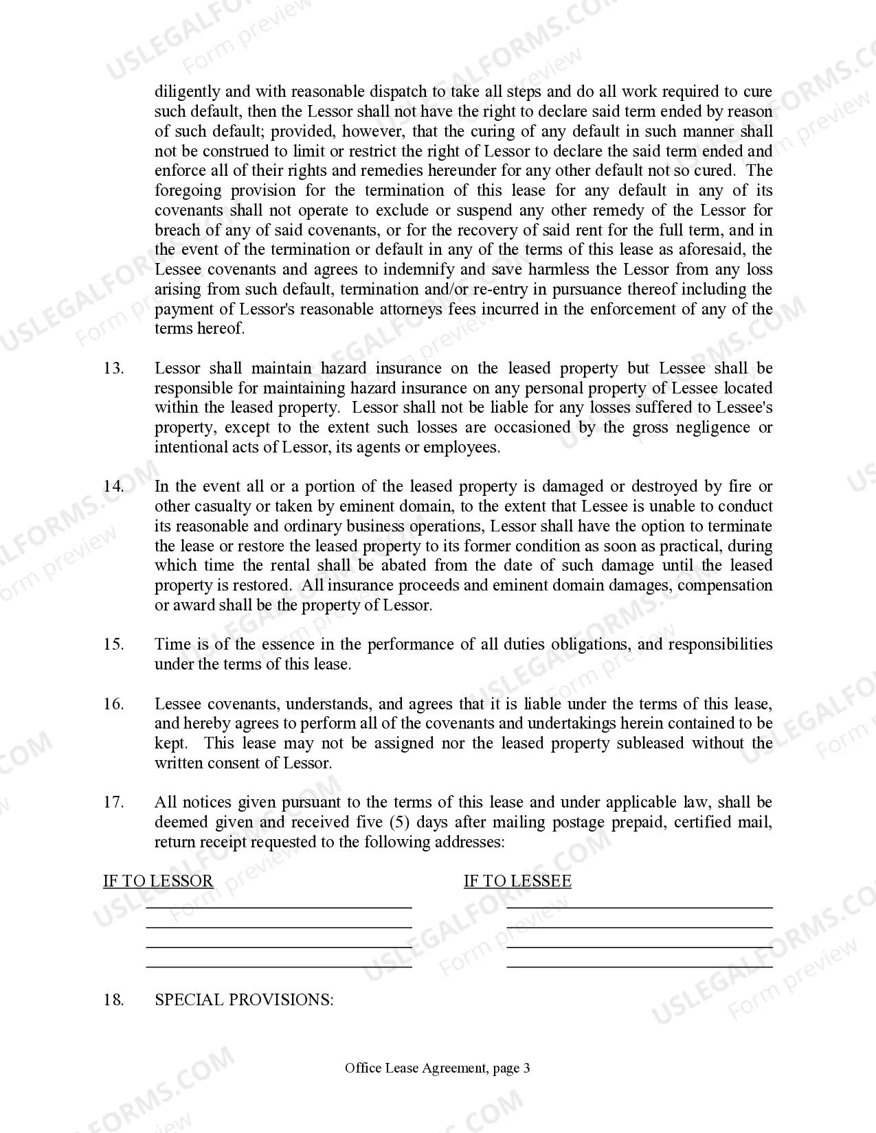 Preview Office Lease Agreement