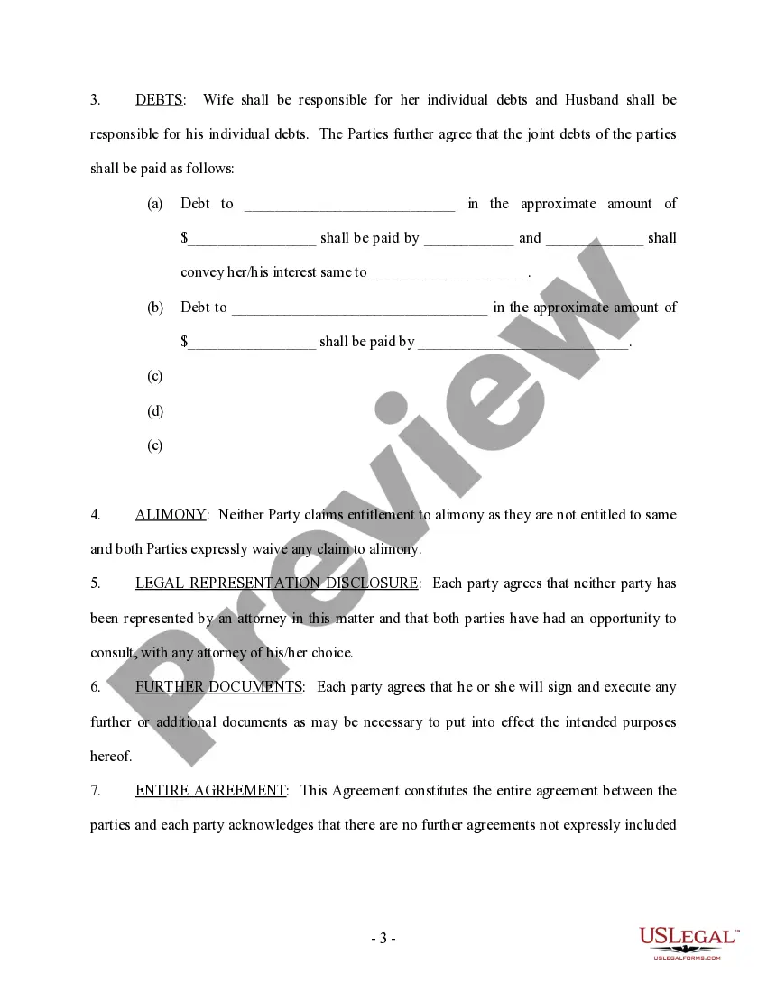 Preview Marital Domestic Separation and Property Settlement Agreement Adult Children