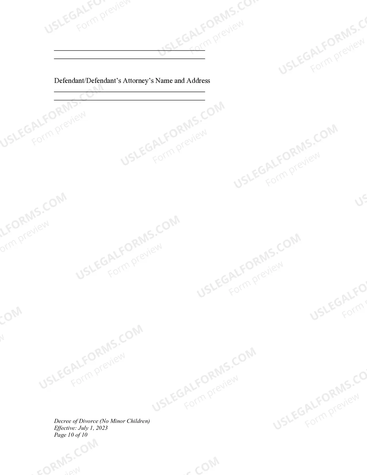 Preview Decree of Divorce for People with Adult Children
