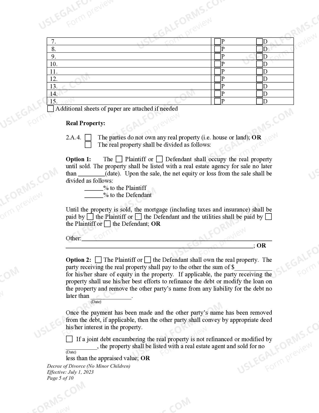 Preview Decree of Divorce for People with Adult Children