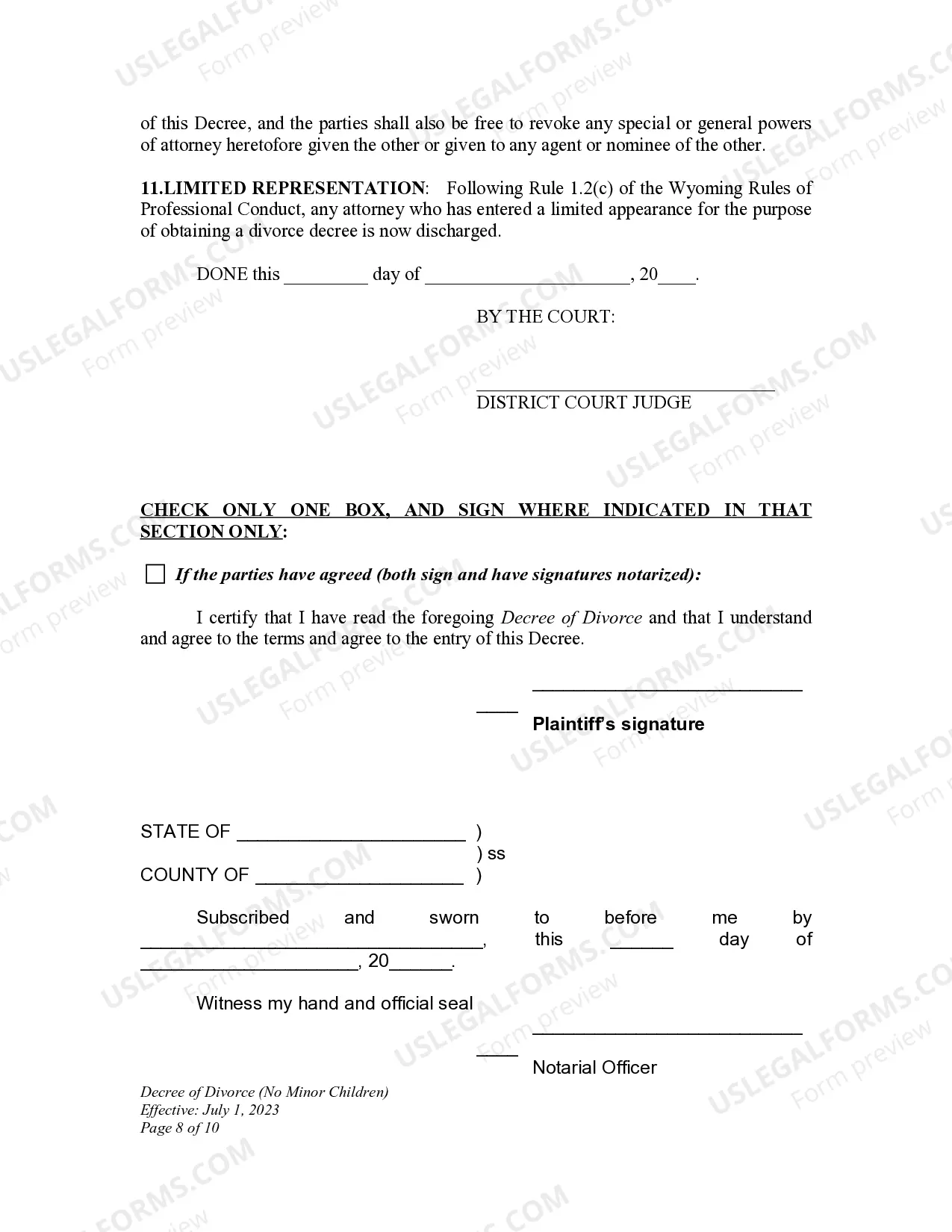 Preview Decree of Divorce for People with Adult Children
