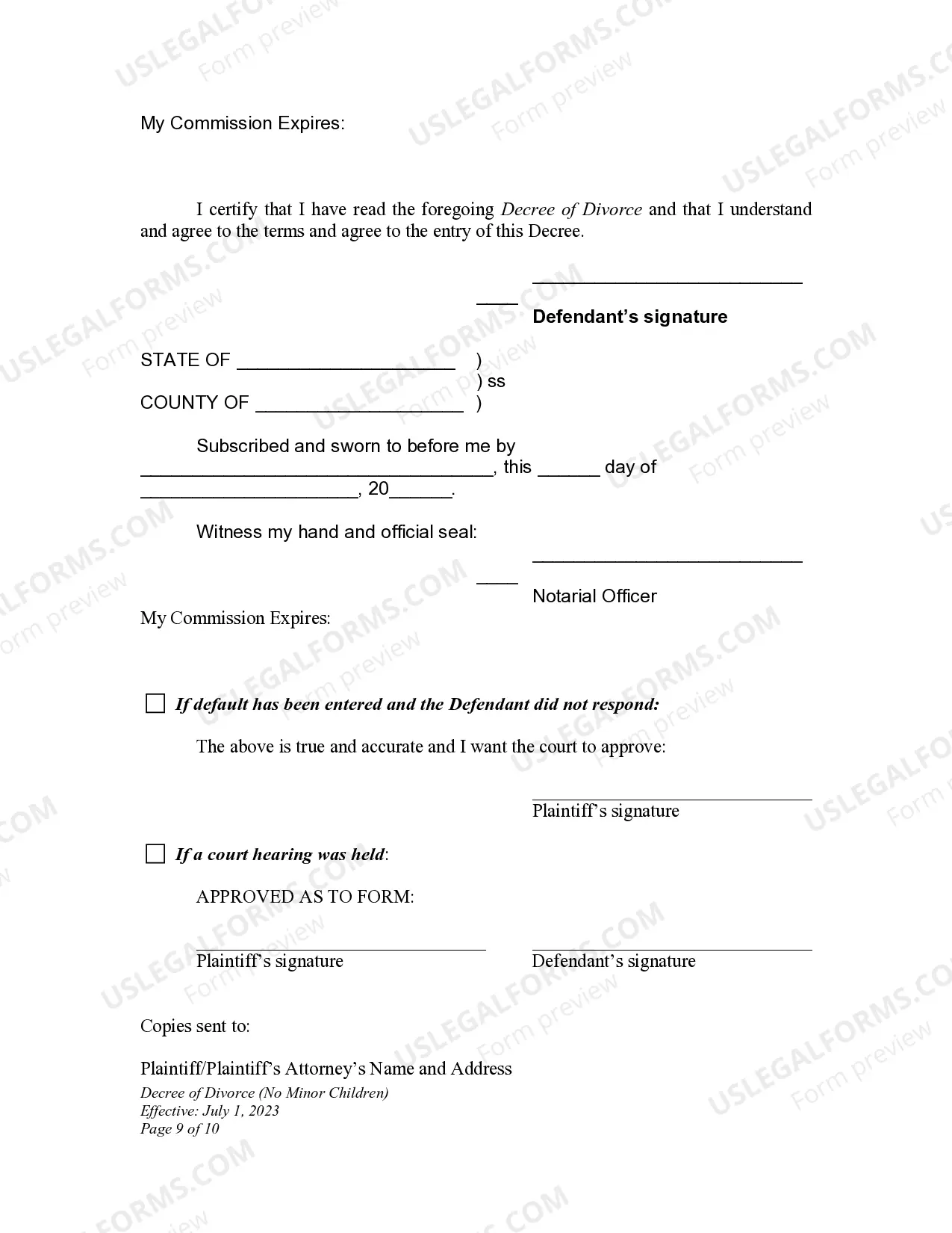 Preview Decree of Divorce for People with Adult Children