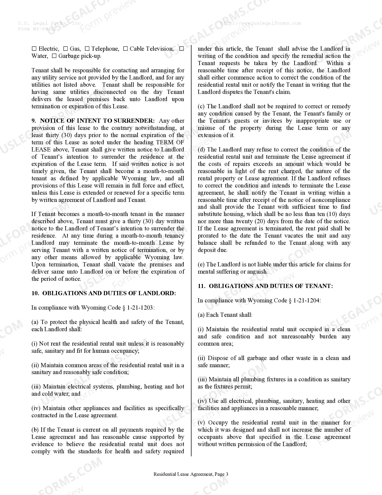 Preview Residential Rental Lease Agreement