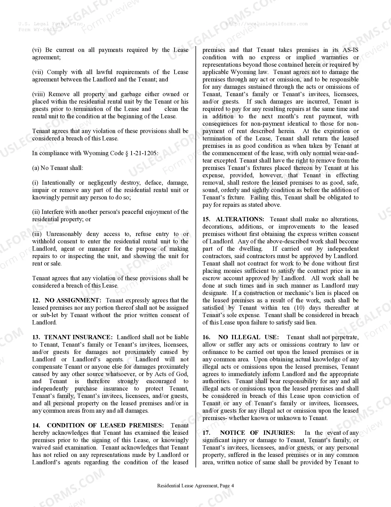 Preview Residential Rental Lease Agreement