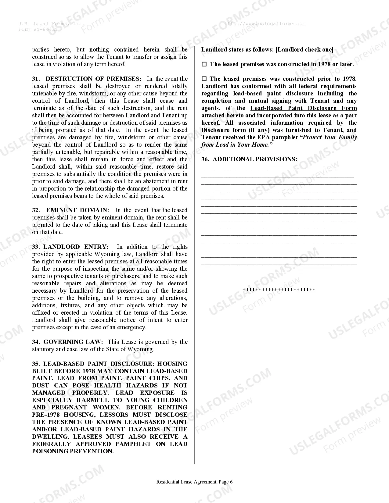 Preview Residential Rental Lease Agreement
