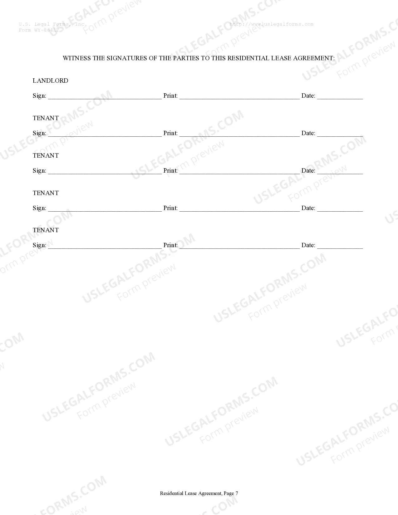 Preview Residential Rental Lease Agreement