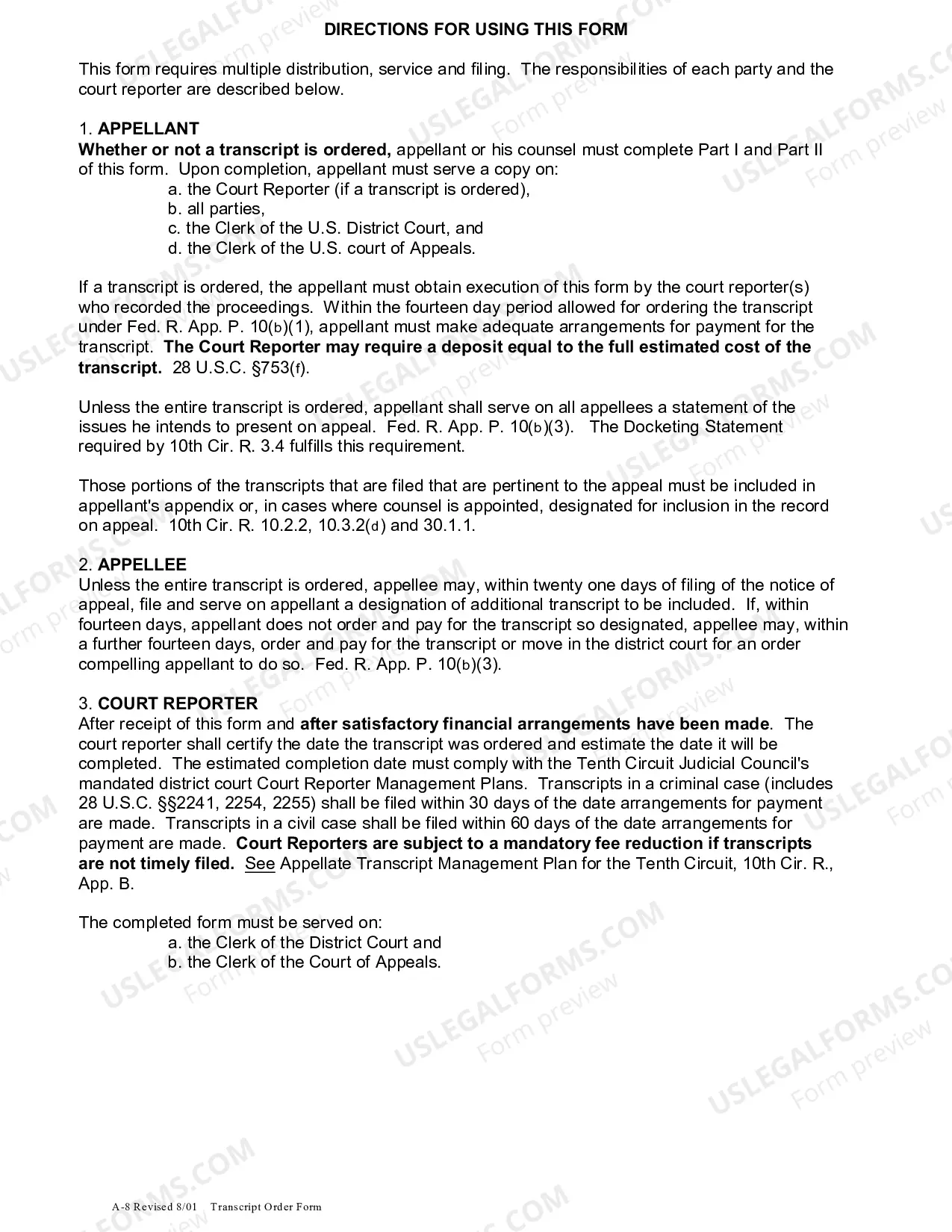 Preview Transcript Order Form