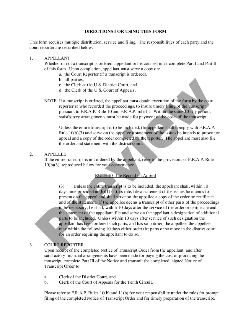 Get Notice of Appellee's Transcript Order Preview Notice of Appellee's Transcript Order