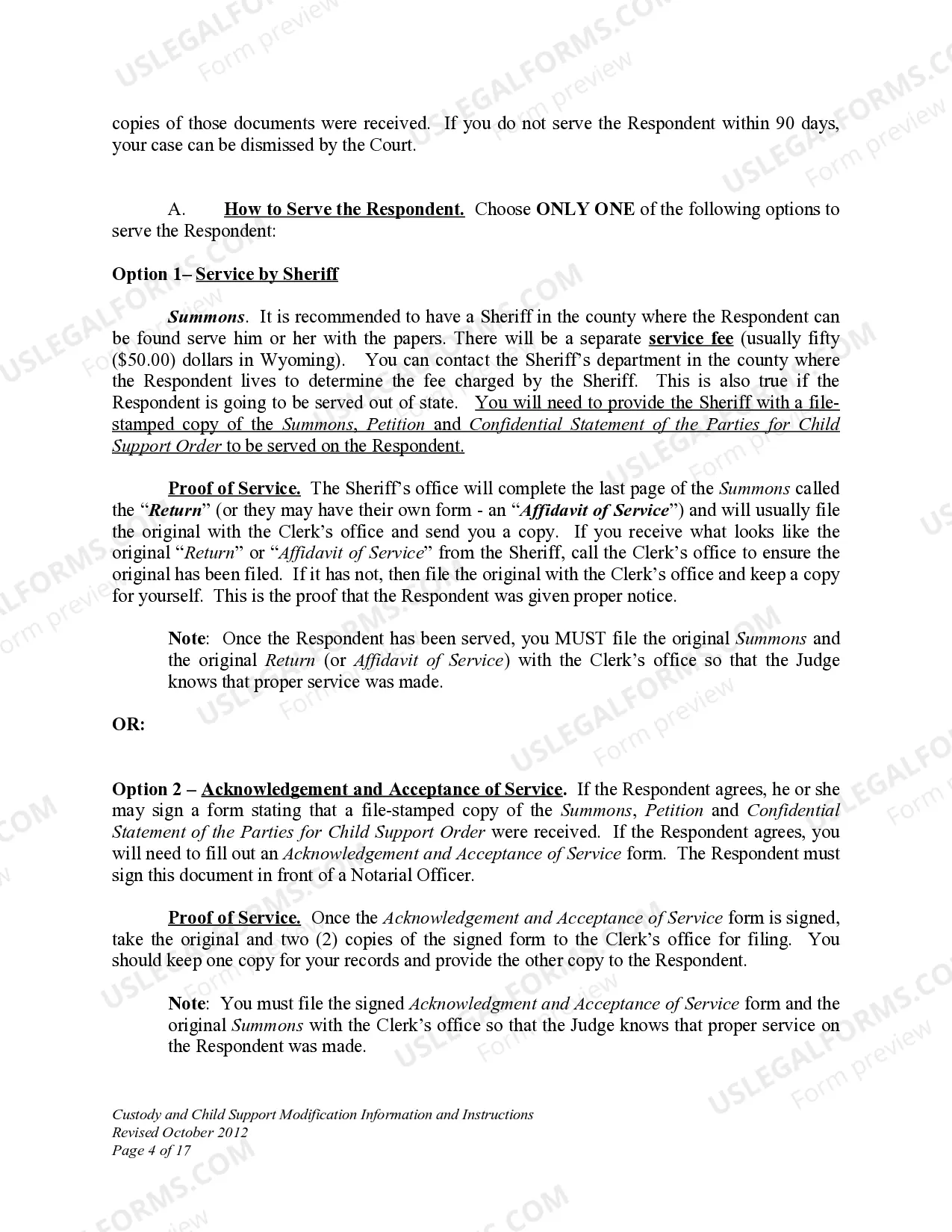 Preview Custody and Child Support Modification Information and Instructions