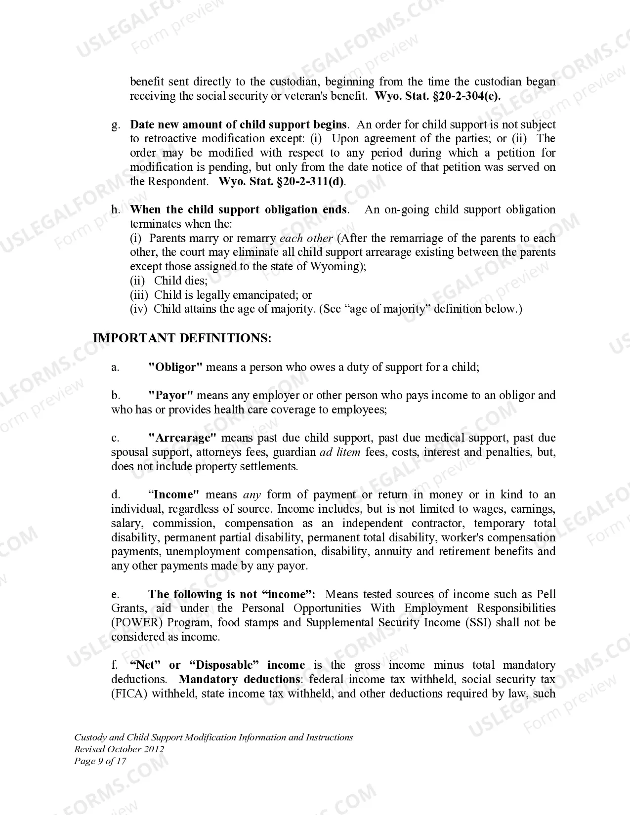 Preview Custody and Child Support Modification Information and Instructions