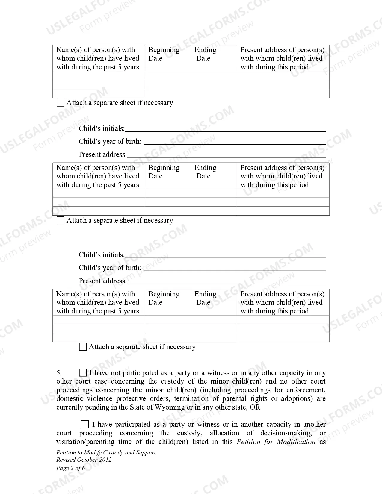 Preview Petition to Modify Child Custody and Support