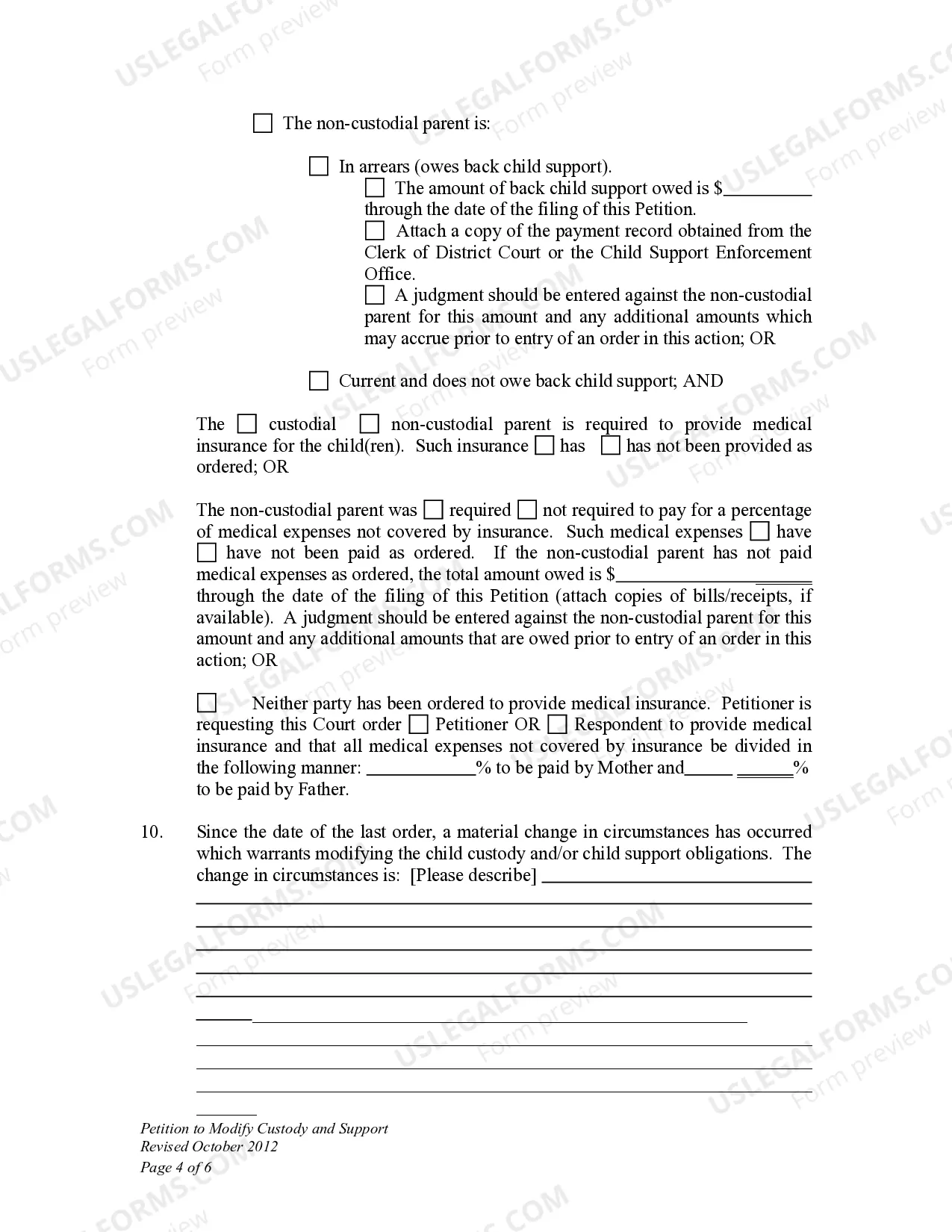 Preview Petition to Modify Child Custody and Support