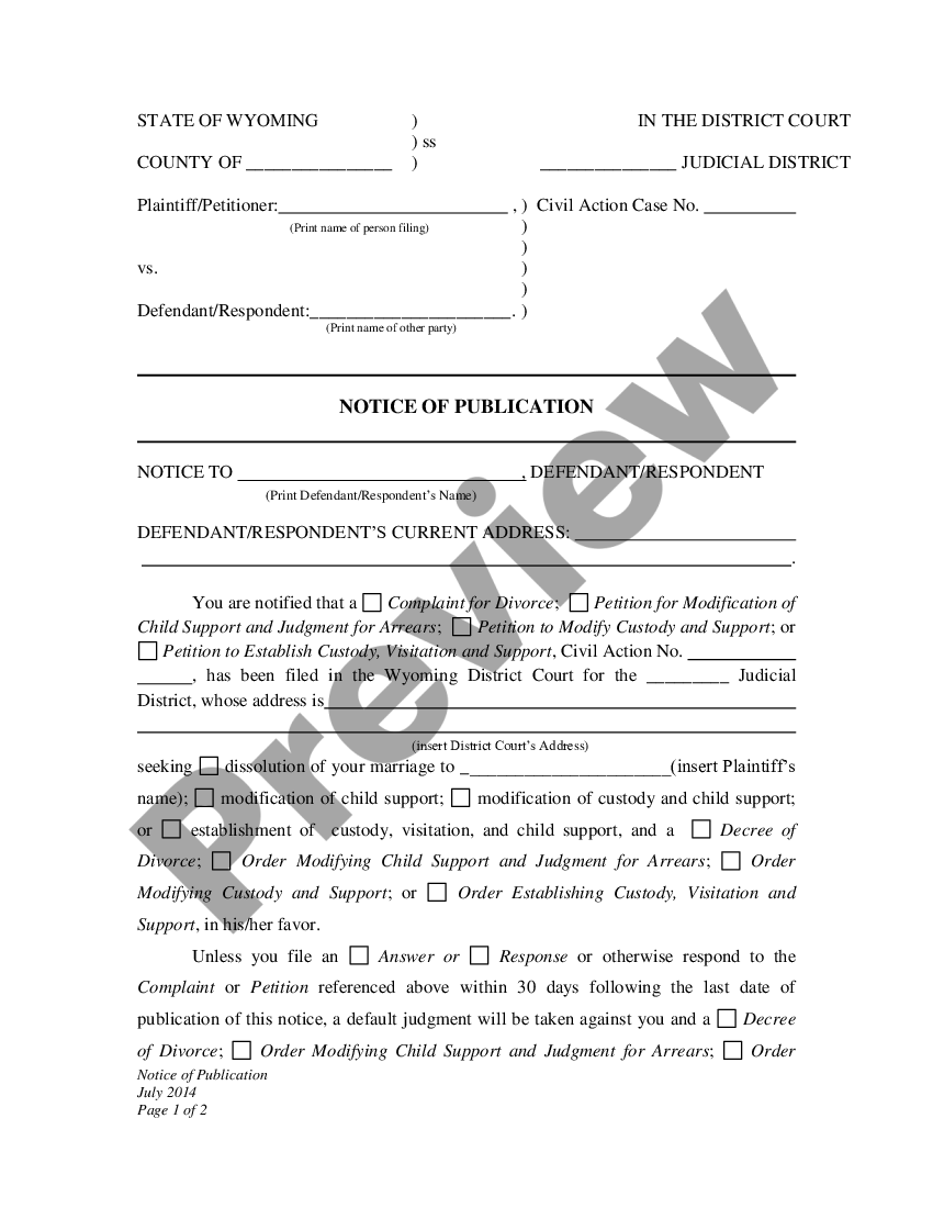 Wyoming Child Custody With Domestic Violence US Legal Forms