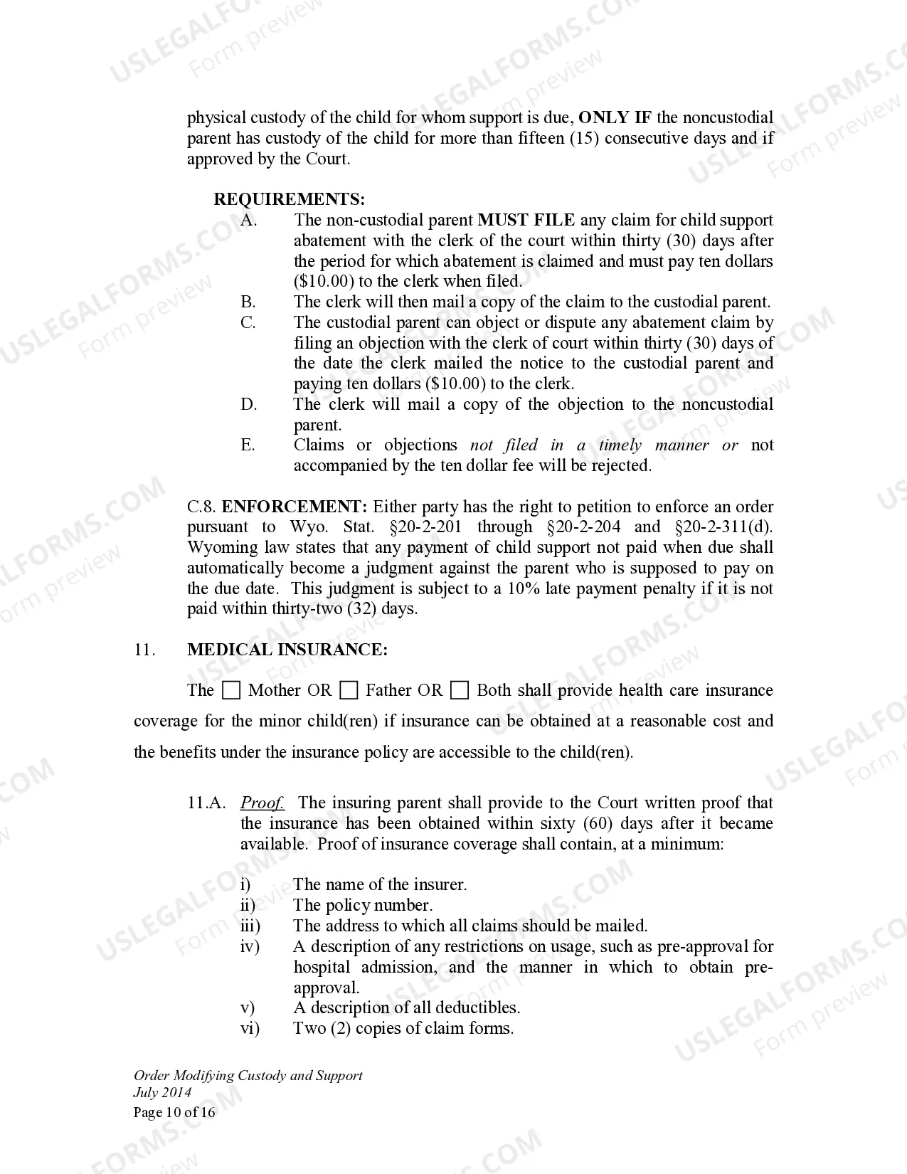 Preview Order Modifying Child Custody and Support