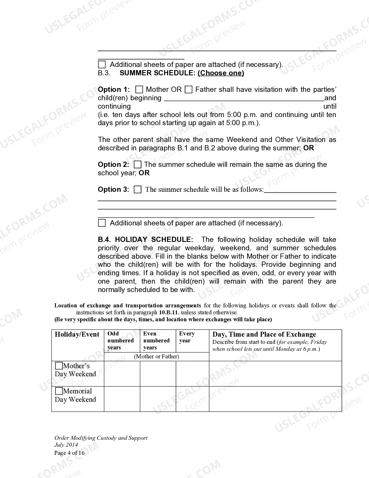 Preview Order Modifying Child Custody and Support